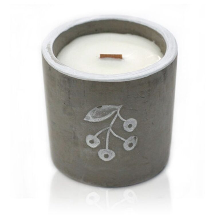 Concrete Wooden Wick Candle – Juniper & Sweet Gin
