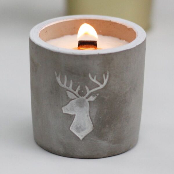 Concrete Wooden Wick Candle – Whiskey & Woodsmoke