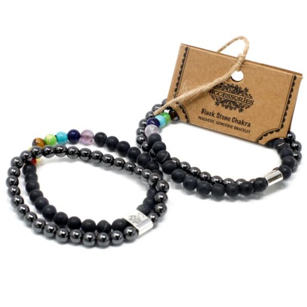 Black Stone Chakra Magnetic Gemstone Bracelet - Image 3