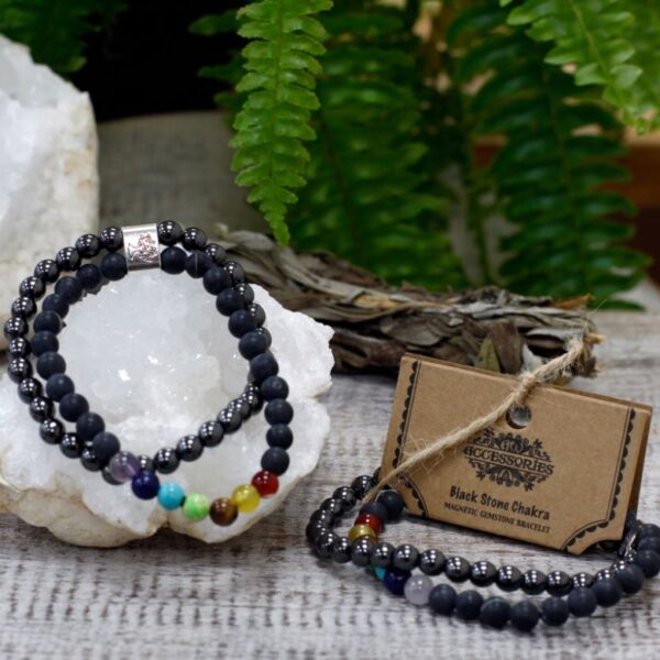 Black Stone Chakra Magnetic Gemstone Bracelet - Image 4