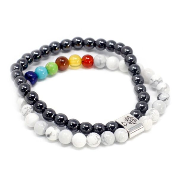 White Howlite Chakra Magnetic Gemstone Bracelet - Image 2