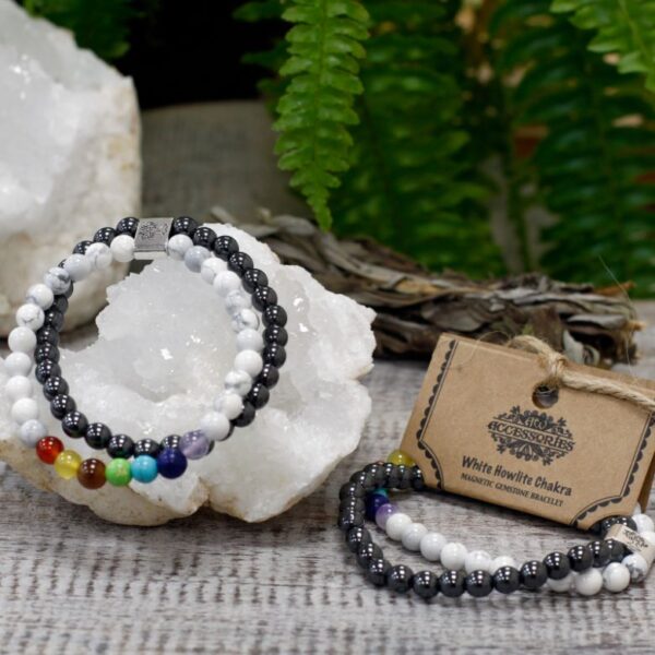 White Howlite Chakra Magnetic Gemstone Bracelet - Image 4