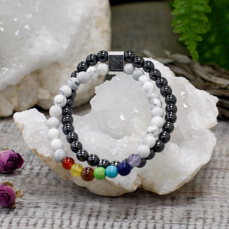 magnetic gemstone bracelet white howlite chakra 05