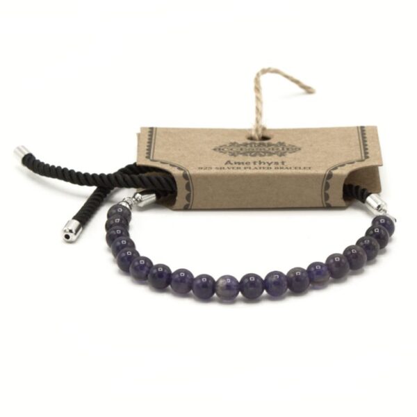 Amethyst Gemstone Black String Bracelet - Image 2