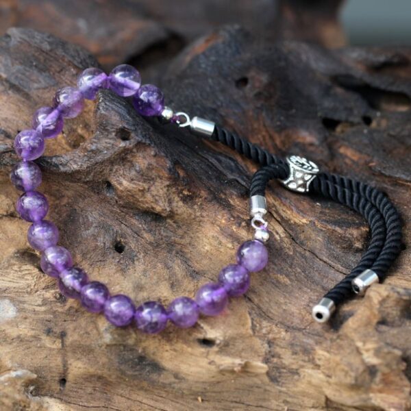 Amethyst Gemstone Black String Bracelet - Image 4