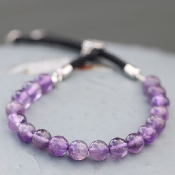 Amethyst Gemstone Black String Bracelet - Image 5
