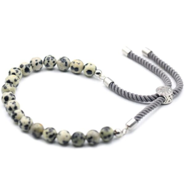 Dalmation Jasper Gemstone Charcoal String Bracelet