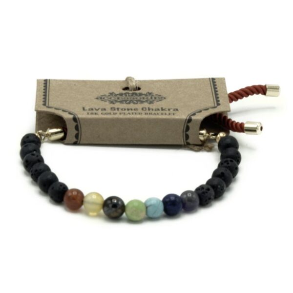 Lava Stone Chakra Gemstone Royal Red String Bracelet - Image 2