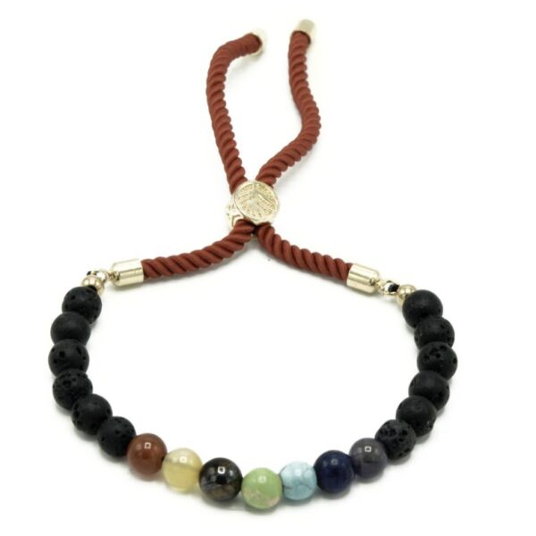 Lava Stone Chakra Gemstone Royal Red String Bracelet - Image 3