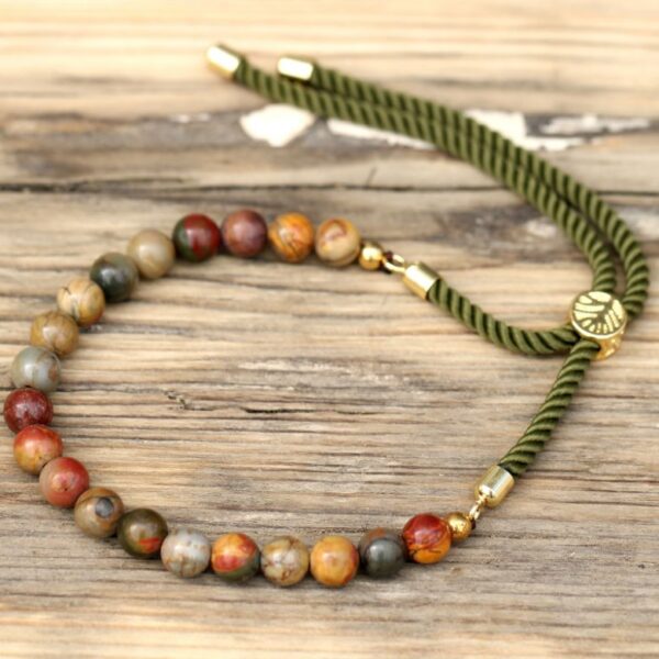 Picasso Jasper Gemstone Moss String Bracelet - Image 4