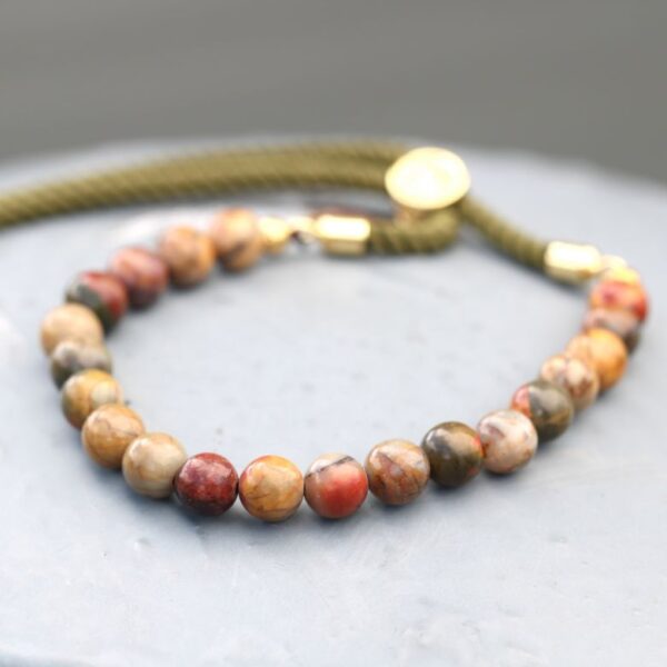 Picasso Jasper Gemstone Moss String Bracelet - Image 5