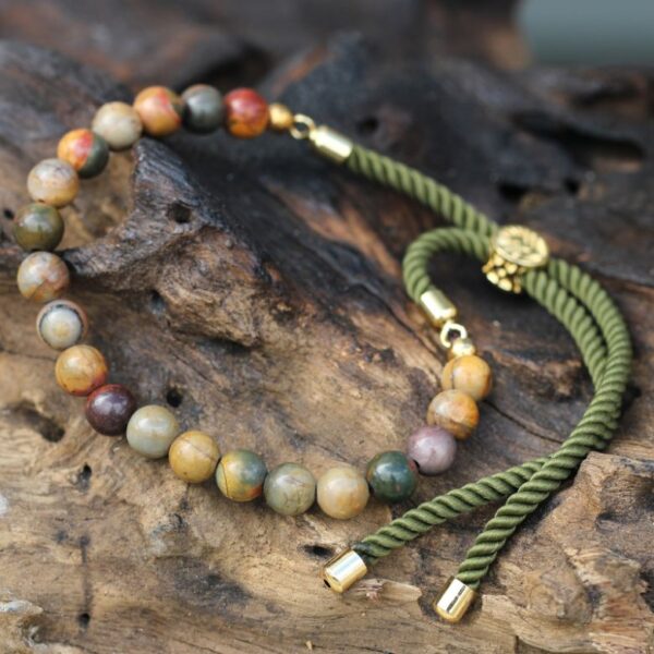 Picasso Jasper Gemstone Moss String Bracelet - Image 6