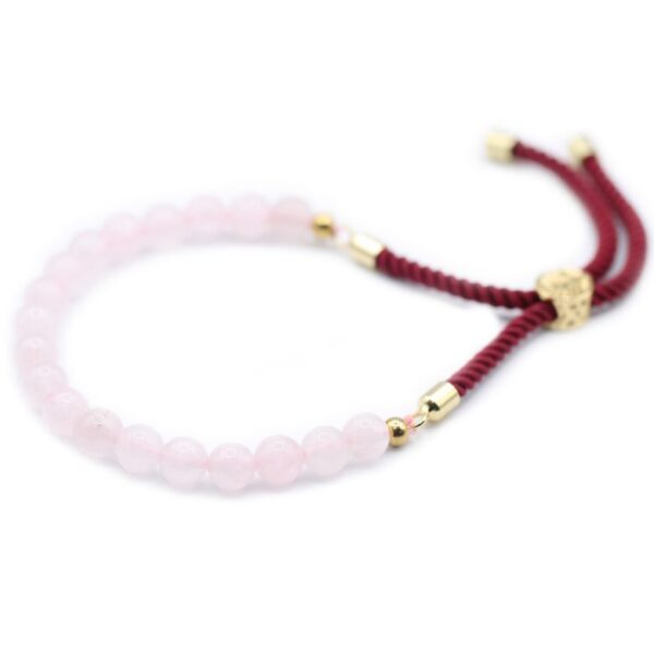 Rose Quartz Gemstone Bordeaux String Bracelet