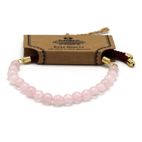 Rose Quartz Gemstone Bordeaux String Bracelet - Image 2