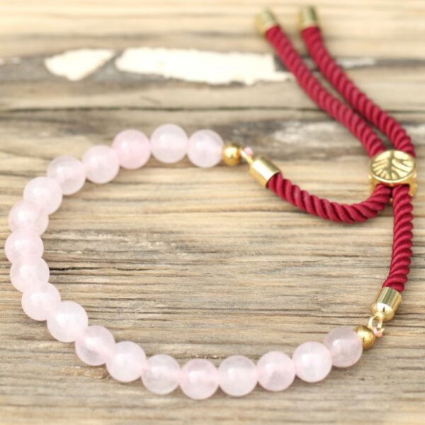 Rose Quartz Gemstone Bordeaux String Bracelet - Image 4