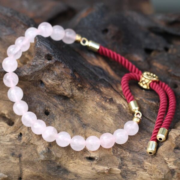 Rose Quartz Gemstone Bordeaux String Bracelet - Image 5
