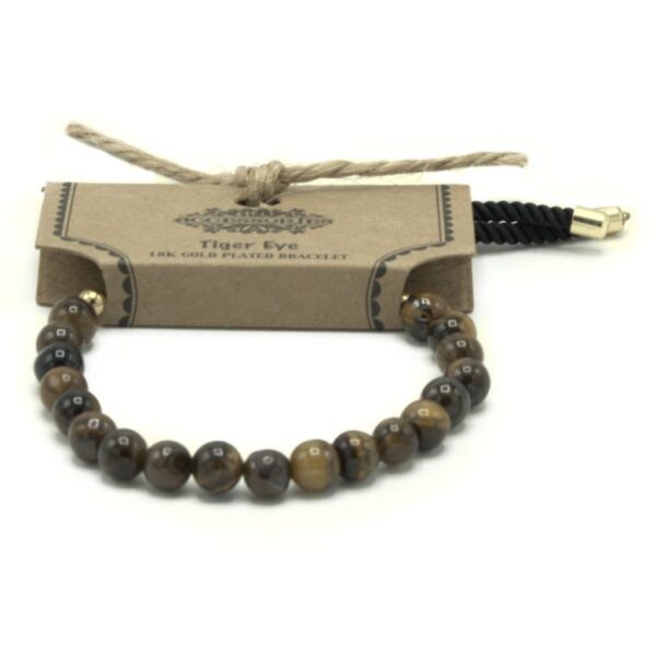 Tiger Eye Gemstone Black String Bracelet - Image 2