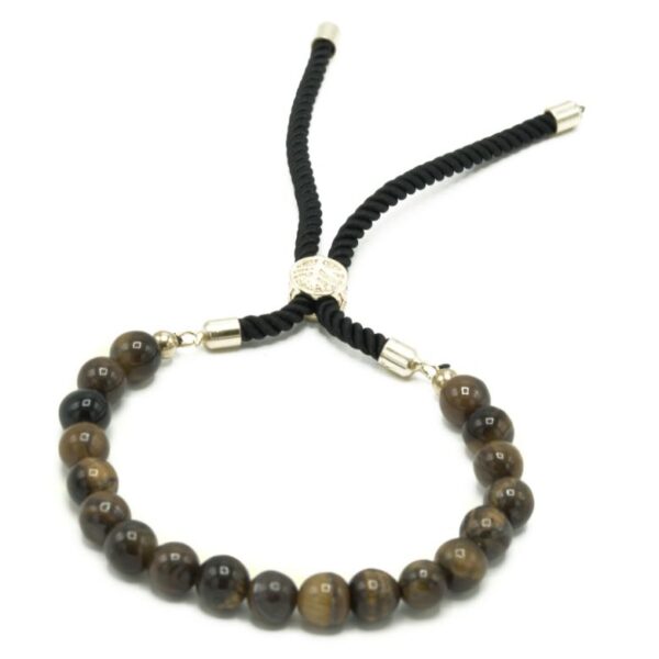 Tiger Eye Gemstone Black String Bracelet - Image 3