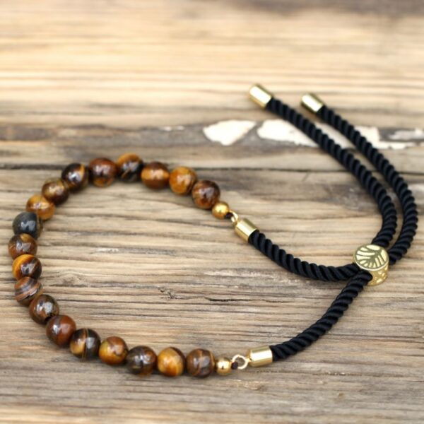 Tiger Eye Gemstone Black String Bracelet - Image 4