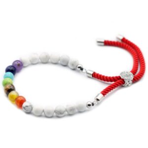 White Howlite Chakra Gemstone Royal Red String Bracelet