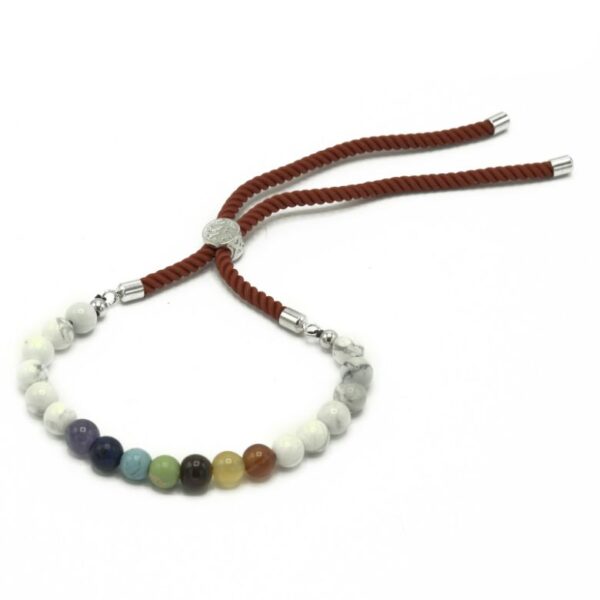 White Howlite Chakra Gemstone Royal Red String Bracelet - Image 3