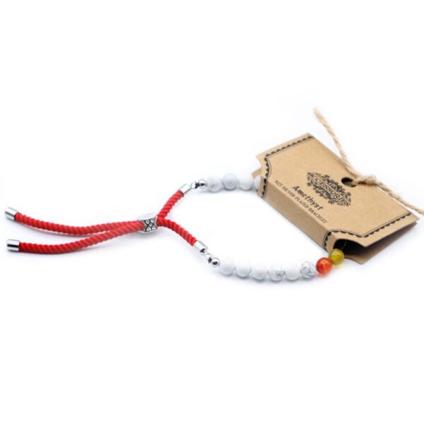 White Howlite Chakra Gemstone Royal Red String Bracelet - Image 4