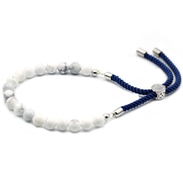 White Howlite Gemstone Navy String Bracelet