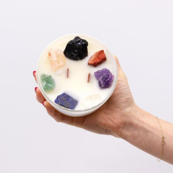 Seven Charkra Large Crystal Candle - Image 4