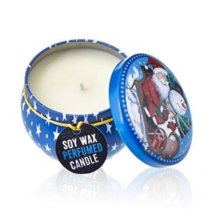 Vintage Christmas Art Tin Candle