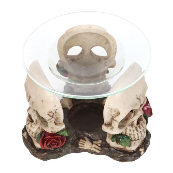 Resin and Glass Skull Rose Oil Burner - Image 3