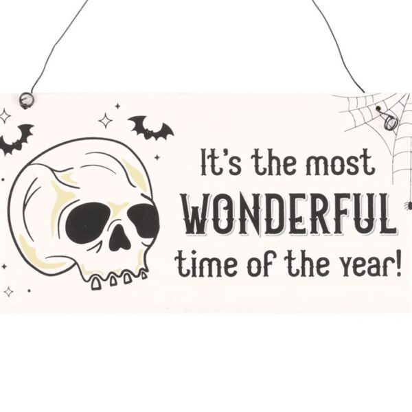 Most Wonderful Time of the Year Skull Hanging Sign - Image 2