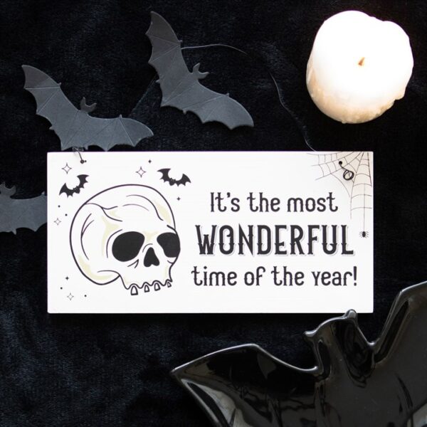 Most Wonderful Time of the Year Skull Hanging Sign - Image 4