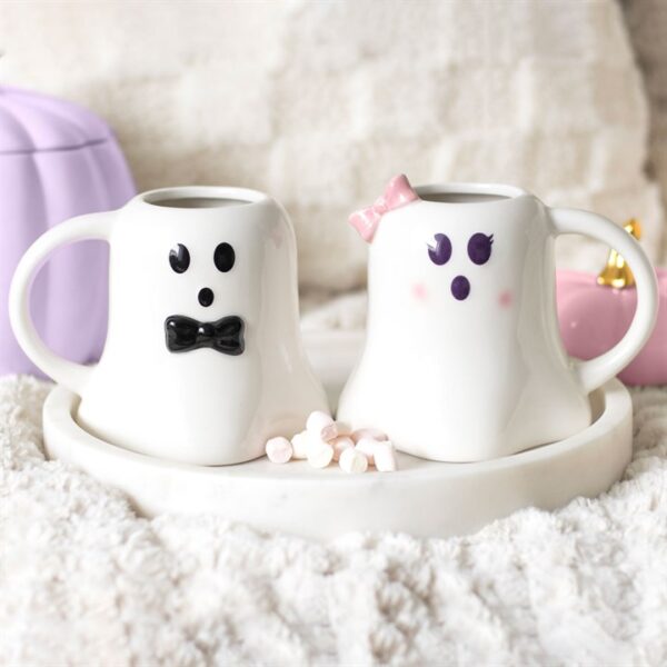 Mr and Mrs Boo Ghost Shaped Mug Set - Image 5